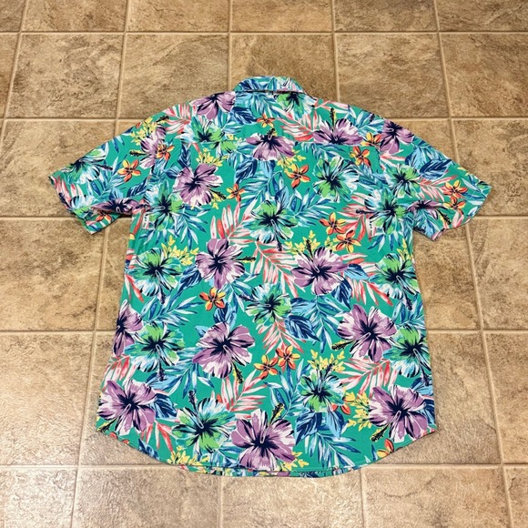 Crown Ivy Classic Fit Men's Medium Short Sleeve Button Down Shirt Tropical Print - Picture 7 of 12